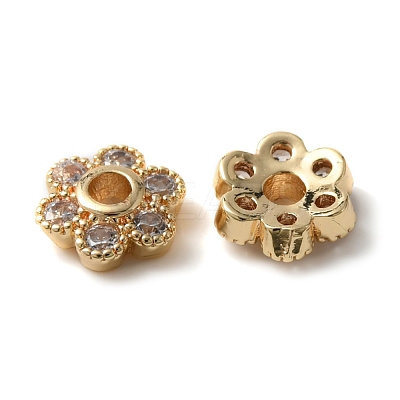 Rack Plating Brass Cubic Zirconia Bead Cap KK-C020-12B-LG-1