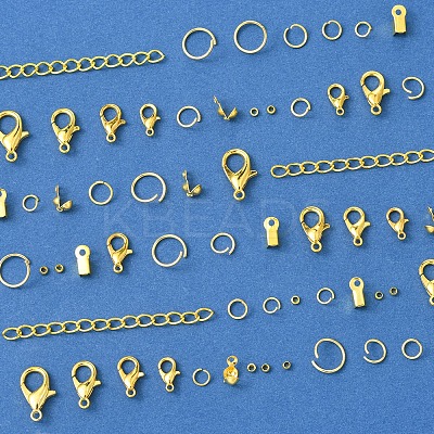 DIY 304 Stainless Steel Open Jump Rings & Alloy Lobster Claw Clasps & Folding Crimp Ends Jewelry Making Findings Kits DIY-FS0008-14-1
