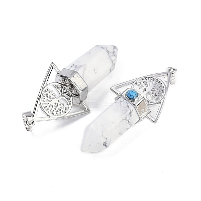 Natural Howlite Faceted Pointed Bullet Big Pendants G-H076-02P-015-1