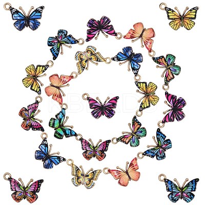 45Pcs 9 Colors Light Gold Alloy Enamel Pendants ENAM-SZ0004-07-1
