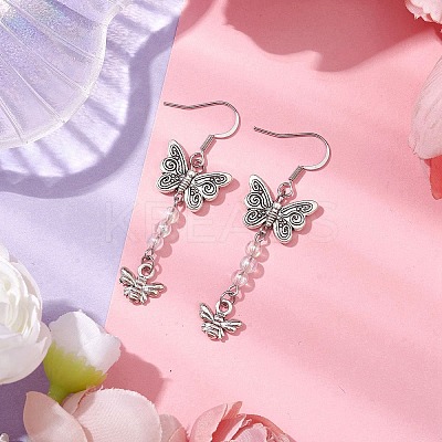 Butterfly & Bees Alloy Dangle Earrings for Women EJEW-JE05886-1