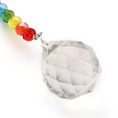 Chakra Round Ball Crystal Suncatcher Dowsing Pendulum Pendants PALLOY-JF00461-02-1