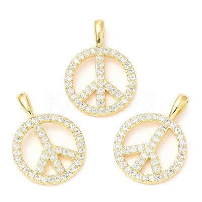 Rack Plating Brass Micro Pave Cubic Zirconia Pendants KK-A185-32G-1
