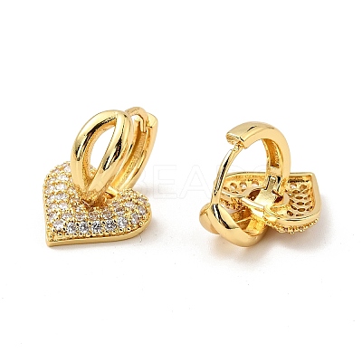 Clear Cubic Zirconia Heart Dangle Hoop Earrings X-EJEW-G297-08G-1