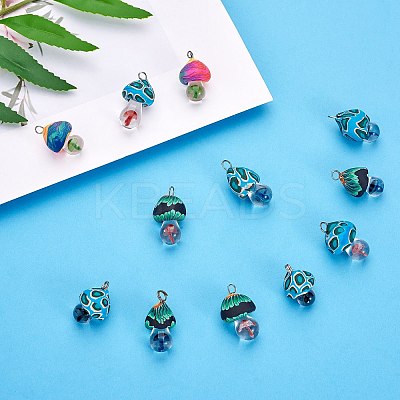 14Pcs 7 Colors Handmade Polymer Clay Pendants CLAY-SZ0002-09-1