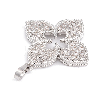 Rack Plating Brass & Clear Cubic Zirconia Pendants KK-S374-01P-1