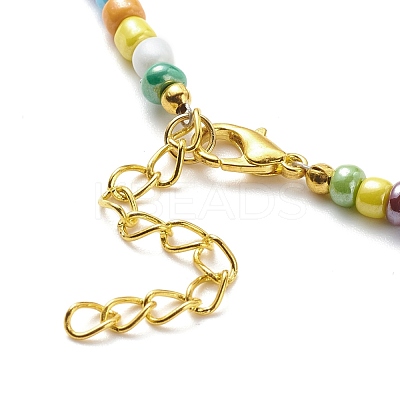 Lampwork Evil Eye & Glass Seed Beaded Necklace Stretch Bracelet SJEW-JS01246-1