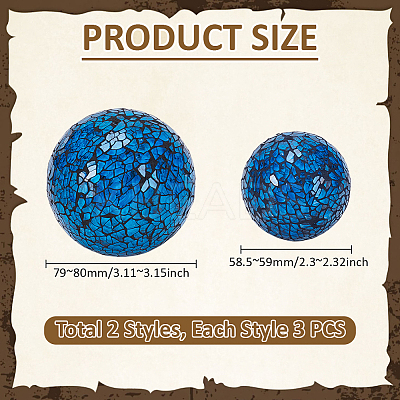 6Pcs 2 Styles Glass Mosaic Foam Ball Christmas Decorations AJEW-UN0002-83B-1