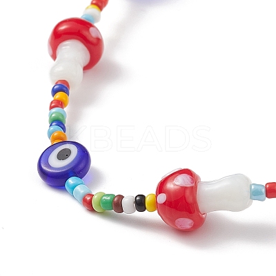 Mushroom Handmade Lampwork Beaded Necklaces for Women NJEW-JN03983-1