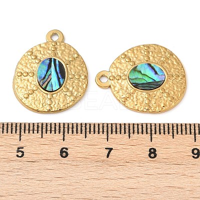 304 Stainless Steel Natural Paua Shell Pendants STAS-L288-05G-01-1