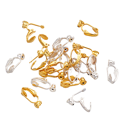 Brass Clip on Earring Converter KK-TA0007-43-1