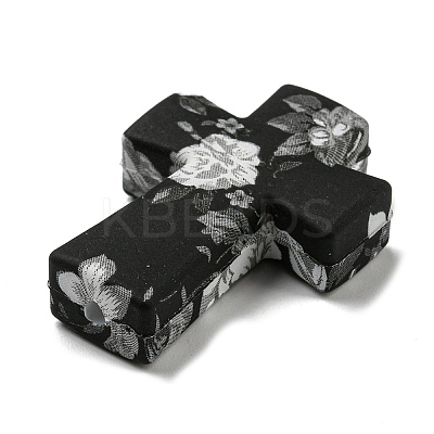 Cross with Flower Silicone Focal Beads SIL-G006-02G-1