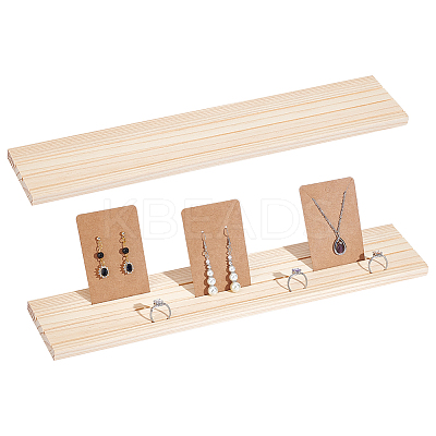 3-Slot Wood Earring Display Cards Stands ODIS-WH0070-01-1