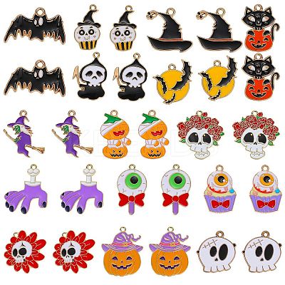 30Pcs 15 Style Halloween Alloy Enamel Pendants Sets ENAM-SZ0004-16-1