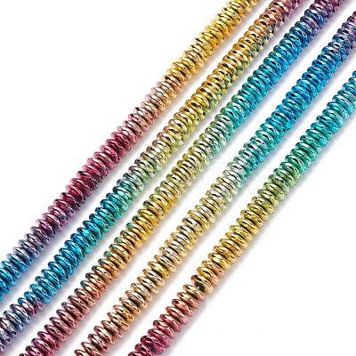 Rainbow Color Electroplate Non-magnetic Synthetic Hematite Beads Strands G-L489-F03-1