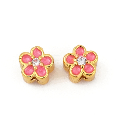 Brass Clear Cubic Zirconia Beads KK-Q081-09A-MG-1