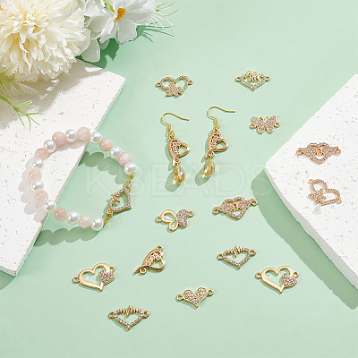 36Pcs 9 Styles Alloy Rhinestone Links/Connectors FIND-UN0016-38-1