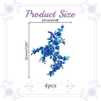 Flower Polyester Embroidery Sew on Appliques PATC-WH0020-33E-1
