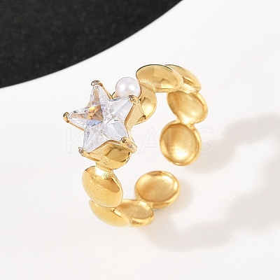 304 Stainless Steel Cuff Rings for Women RJEW-S639-03G-1