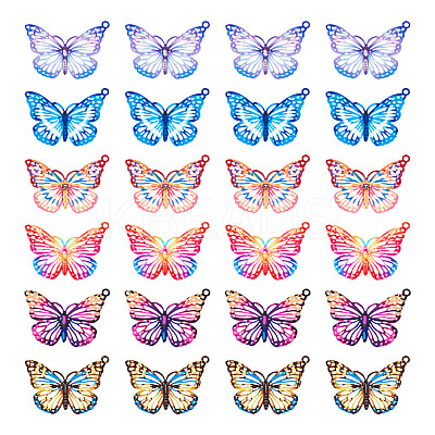 36Pcs 6 Colors Spray Painted 430 Stainless Steel Pendants STAS-BY0001-19-1