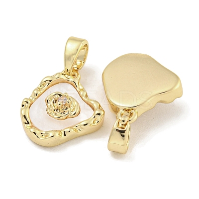 Brass with Clear Cubic Zirconia with Sea Shell Charms KK-Q820-14G-1