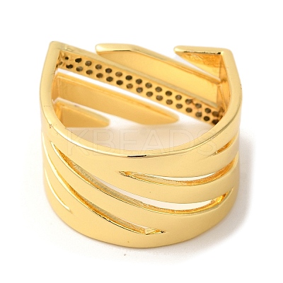 Brass Micro Pave Clear Cubic Zirconia Finger Rings RJEW-U008-30G-1