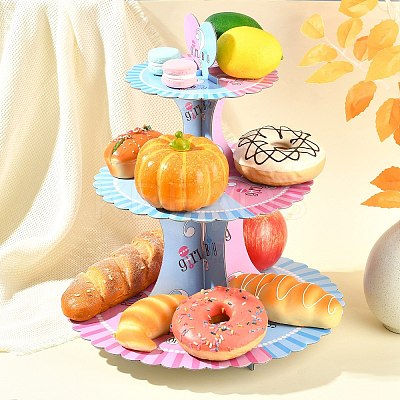 3-Tier Paper Cake Display Stand AJEW-CJ0001-52-1