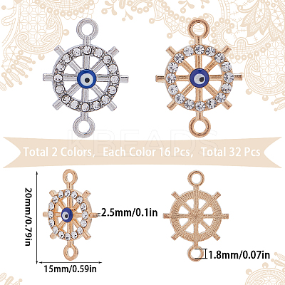32Pcs 2 Colors Alloy Crystal Rhinestone Connector Charms FIND-SC0006-53-1
