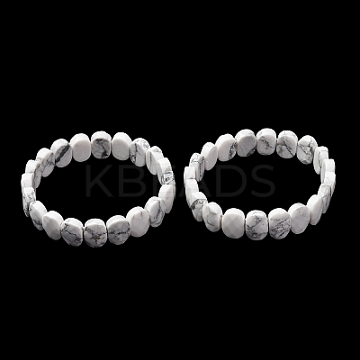 Natural Howlite Faceted Beaded Stretch Bracelets for Women BJEW-K251-07S-1