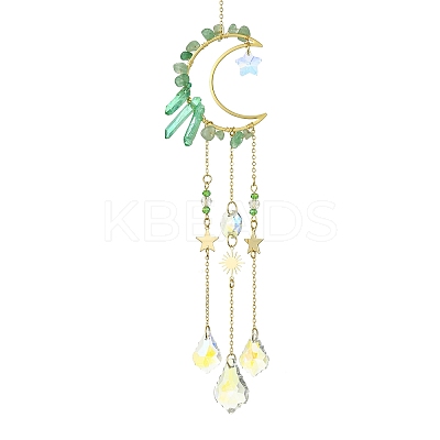 Moon & Star Brass Hanging Ornaments HJEW-JM01478-03-1