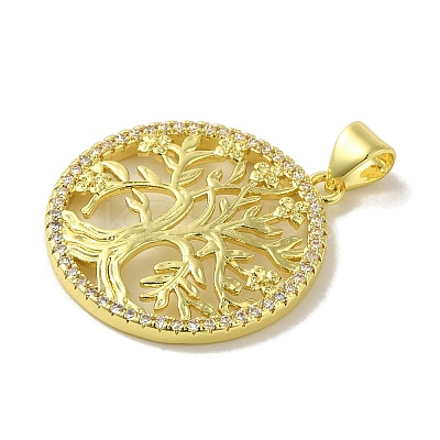 Brass Micro Pave Cubic Zirconia Pendants KK-Z042-25G-01-1