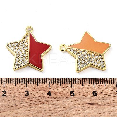 Brass Micro Pave Clear Cubic Zirconia Pendants KK-F871-09G-1