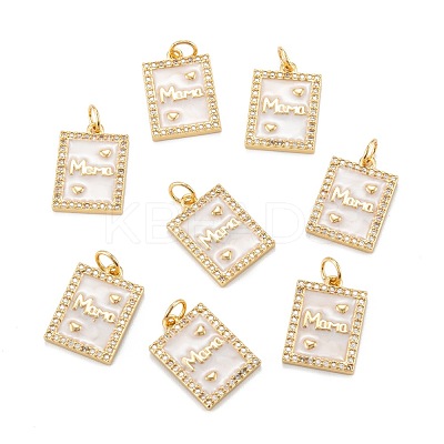 Mother's Day Brass Micro Pave Clear Cubic Zirconia Pendants ZIRC-A020-17G-1