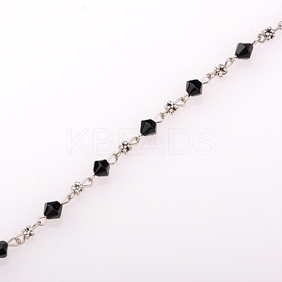 Handmade Bicone Glass Beads Chains for Necklaces Bracelets Making AJEW-JB00061-03-1