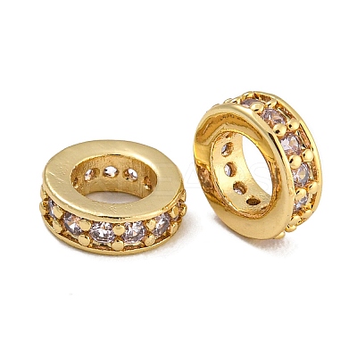 Rack Plating Brass Micro Pave Clear Cubic Zirconia Beads KK-U030-32G-08-1