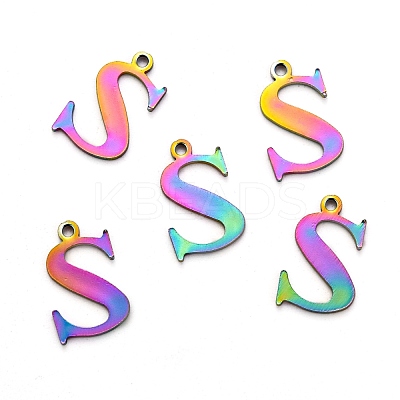 Ion Plating(IP) 304 Stainless Steel Alphabet Charms STAS-H122-S-M-1