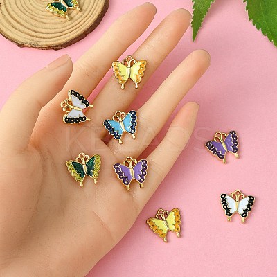 10Pcs 5 Colors Alloy Enamel Pendants ENAM-YW0003-78-1