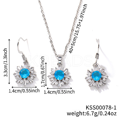 Brass Rhinestones Flower Jewelry Set EH2755-1-1