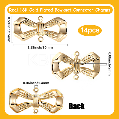 14Pcs Brass Bowknot Connector Charms KK-BBC0021-74-1