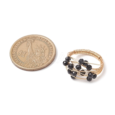 Natural Black Tourmaline Finger Rings RJEW-TA00221-04-1