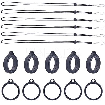 36Pcs Silicone Rings with 6Pcs Polyester Necklace Lanyard Anti-Loss Pendant Holder DIY-GF0008-08A-1