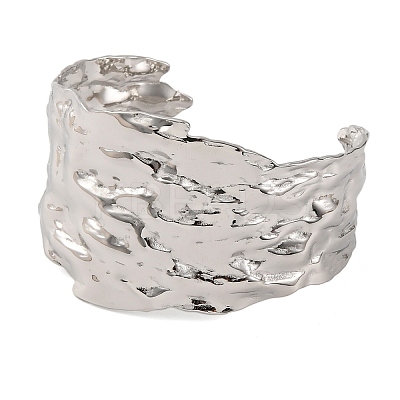 Fashionable Texture 304 Stainless Steel Cuff Bangles for Women BJEW-D048-05P-1