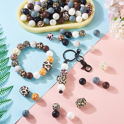 80Pcs Food Grade Eco-Friendly Silicone Focal Beads SIL-TA0002-66-1