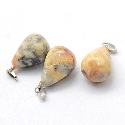Teardrop Natural Crazy Agate Pendants G-Q435-22-1