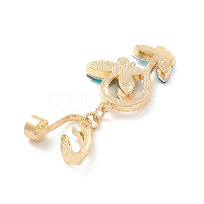 Double Butterfly Rhinestone Charm Belly Ring AJEW-F057-03G-1