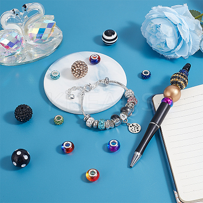 42Pcs Acrylic & Resin & Polymer Clay Rhinestone Large Hole Beads FIND-PH0007-86-1
