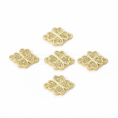 Brass Micro Pave Clear Cubic Zirconia Connector Charms KK-E068-VB338-1