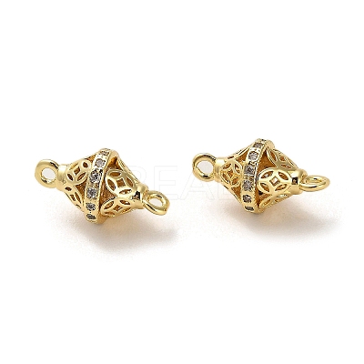 Brass Micro Pave Clear Cubic Zirconia Bicone Connector Charms ZIRC-P112-04G-1