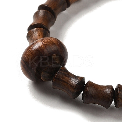 Black Wood Bamboo Joint Beaded Stretch Bracelet BJEW-B080-13B-1