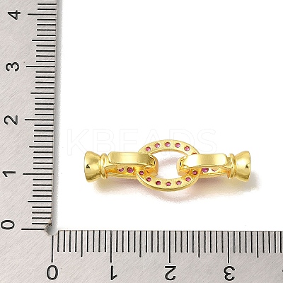 Rack Plating Oval Brass Micro Pave Cubic Zirconia Fold Over Clasps KK-F883-21G-1